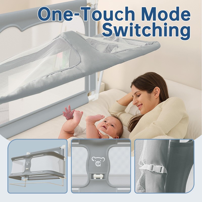 JWPEHOE 3 in 1 Baby Bassinet Bedside Sleeper Portable Crib,