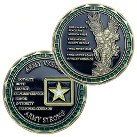 U.S. Military Challenge Coin Set - Army Values & Soldier Creed - Motivational Coins for Veterans & Service Members