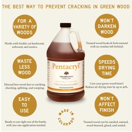 Pentacryl Green Wood Stabilizer 1 Gallon by Preservation Solutions, Prevents Cracking & Shrinking, Ideal for Woodworkers