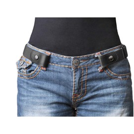 No Buckle Stretch Belt For Women Elastic Waist Belt for Jeans Pants Dresses 1 Pack,Suit for Pants Size 52-72 Inches,B-Black-Gun Color Snap