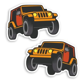 2 x 10cm Orange 4x4 Vinyl Stickers - Off Road Vehicle Car Transport Adventure Sticker Decal #70663