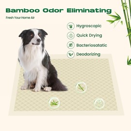 DOGGO DOUG Puppy Pads 22x22in Bamboo Training Pads Deodorizing Pee Pads Dogs Leakproof Quick Drying Pee Pads for Dogs Super Absorbent Puppy Training Pads Disposable(100 Counts)