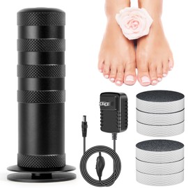 Ranrose Electric Foot File: Electric Feet Callus Remover with Non-Slip Lines Electric Foot Sander with 60 Sandpaper Discs, Pedicure Tools for Dead Skin Hard Callus (Black)