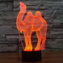 3D Camel Night Light Led Touch Switch Decor Table Desk Optical Illusion Lamps 7 Color Changing Lights LED Table Lamp Xmas Home Love Birthday Children Kids Decor Toy Gift