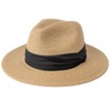 DRESHOW Women's Panama Hat Wide Brim Straw Summer Fedora Straw