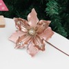wybcfp 8PCS Christmas Artificial Flower Ornament Glitter Pink Christmas Magnolia