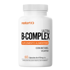 Restart B-Complex Completo | Vitamina B12, B1, B2, B3, B5, B6, B7, B9 | Suplemento Complejo B Mujer y Hombre | Calidad Premium en Laboratorio GMP | 60