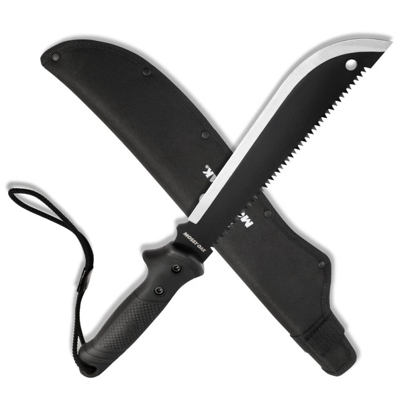 MOSSY OAK Machete with Saw 19"Sharp Machete with Sheath No-Slip