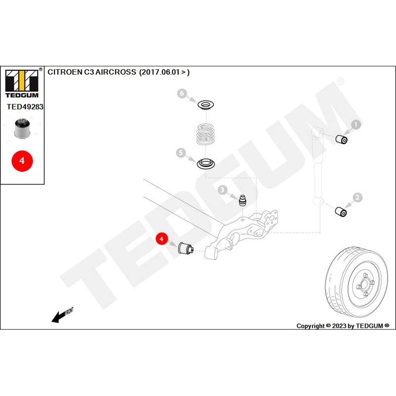 TEDGUM TED49283 REAR SUPPORT BUSHING (LEFT/RIGHT)