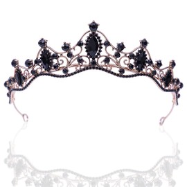FeLeA Crystal Crown Wedding Bridal Tiaras Hair Accessories Black Rhinestone Princess Crown Tiaras Headband Beautiful Fashion Wedding Bridal Headband Princess Crystal Tiara Headwear for Women Girls,