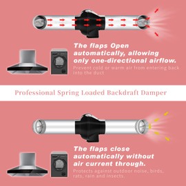 WeCooper 150mm - 6 inch Connector with Backdraught Shutter, Non-Return Damper Flap to Connect Duct Pipe or Flexible Hose Pipe