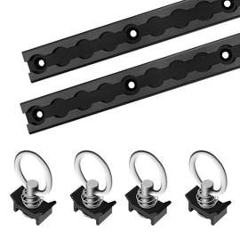 SALUINOKI 6" L-Track Rail Tie Down System Black, Truck Bed Rail System with L-Track Single Stud O-Ring Fittings, Aluminum LTrack Rail for Truck and Trailer to Secure Motorcycles, ATVs and Bikes