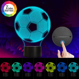 QpenguinBabies QpenguinBabies Football 3D Lamp, 3D Night Light for Boys, Football Bedside Light 7 Colors Change, Football Gifts for Boys Kids Adults