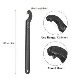 HARFINGTON C Hook Spanner Wrench, 12-14mm C Pin Motorcycle Shock Nut Chrome Vanadium Spanner Wrench Tool with 2mm Round Head for Machine, Vehicles, Mechanical