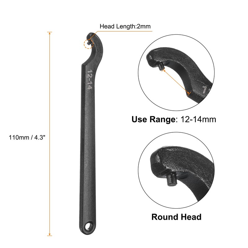 HARFINGTON C Hook Spanner Wrench, 12-14mm C Pin Motorcycle Shock