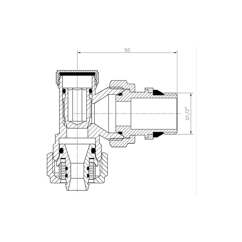 Angled Manual Return Outlet Radiator Valve 16mm PEX Compression Fittings