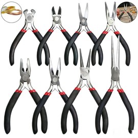 Juego de 8 Alicates para Hacer Joyas,kit de Pinzas para Bisuteria Punta