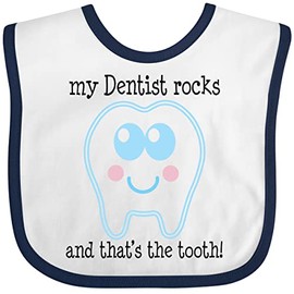 inktastic Dentist Rocks Tooth Baby Bib White and Navy Ddac