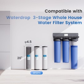 Waterdrop Whole House Water Filter,Carbon Filter, Reduce Iron & Manganese Filter Cartridge, Replacement for Any 20" x 4.5" System, 5 Micron, WD-WF20FG