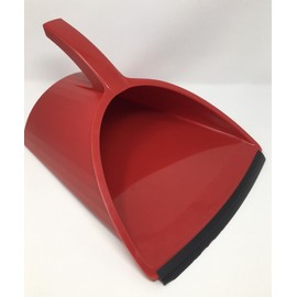 Handy Pan- RED - Large Capacity Recycled Plastic Heavy Duty Dust Pan! Made in USA! Great for Home, Shop, Garage, Waterproof, Stackable, Stands Upright. Unique Rubber Edge gets Debris in! Handypan