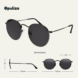 OPULIZE Sol SS94-79 +0.00 Sunglasses Pack of 2 Thin Edge Round Retro Metal Frames Scratch-Resistant Tinted Lens UV400 Protection Metal Grey Black Gold Brown Men Women