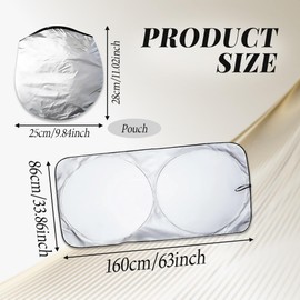 deemars Auto Windschutzscheibe Sonnenblende, Auto-Sonnenblende, Faltbare Frontscheiben-Sonnenblende, Reflektor-Sonnenschutz Bietet Schutz für das Autoinnere, um das Auto kühl zu Halten (63 "x33.86)