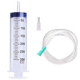 HaBeuniver 300ml Large Plastic Syringe with 32.8 Feet Handy Tubing for Scientific Labs, Watering, Refilling, Filtration, Motoring Application, Multiple Uses Measuring Syringe Tools, Set of 1