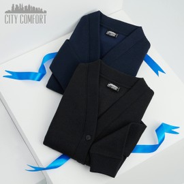 CityComfort Cardigan Boys Jumper for Boys Fashionable Cardigans for Boys Black Navy Blue Cardigan for Boys with Full Button 3-14 Years, Black-1 Pack