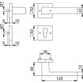 HOPPE Austin Door Handle with Rosette PZ ÖNORM Fire Protection Black