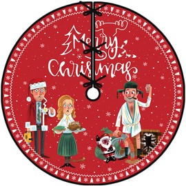 Funny Christmas Tree Skirt 48'' Happy Xmas Tree Collar Winter Xmas Decor Funny Christmas Decoration for Home