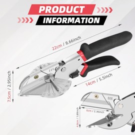 Yeanifeana Angle Miter Shears, Multi-Angle Adjustable 45°-135° Heavy Duty Trim Cutter for Soft Wood, Plastic, PVC & Shoe Molding with 2 Replacement Blades for DIY Carpentry Tool (Black)