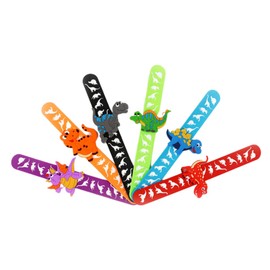 Alipis 6 Pcs Dinosaur Slap Bracelets Kids Animal Bracelet Snap Bands Prize Snap Toddlers Birthday Party Supplies for Dinosaur Theme Party Supplies