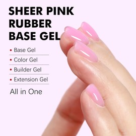 FZANEST Sheer Pink Nail Thickening Rubber Base Builder Gel, Builder Base Clear Sheer Color Gel Nail Polish, Elastic Rubber Base Coat, Nail Strengthener Extension Gel in a Bottle 15ml (Pink Love)