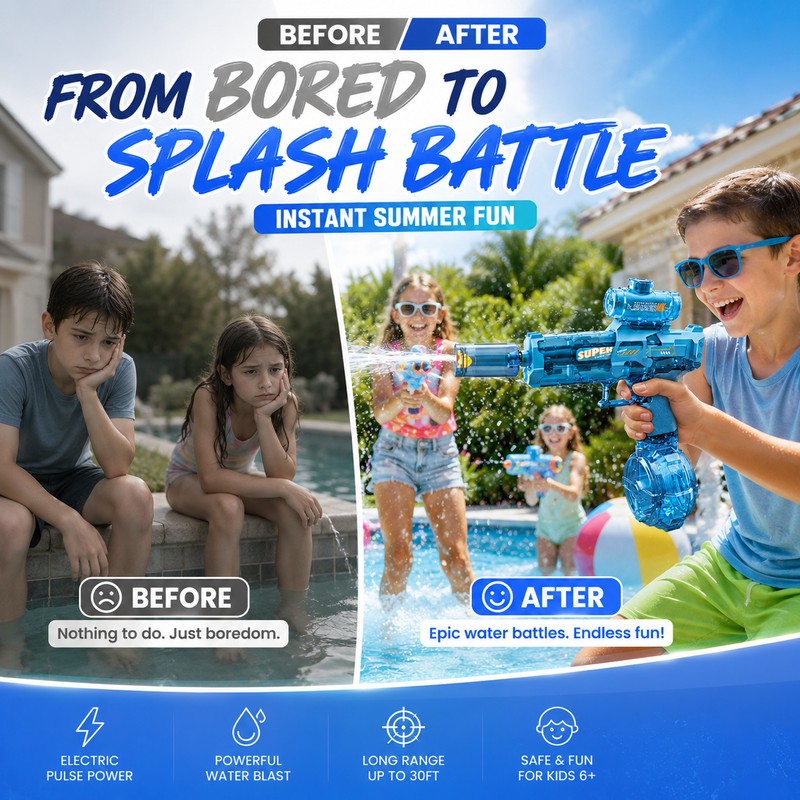 Electric Water Gun for Outdoor Play – Rechargeable Automatic Water