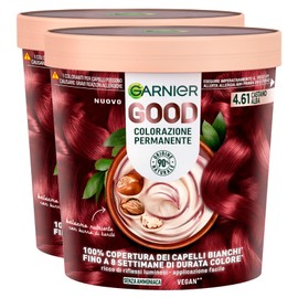Garnier Good Permanent Hair Dye - Up to 8 Weeks - Brilliant and Bright Colour - Covers 100% White Hair - Vegan Formula Without Ammonia - 4.61 Brown Sunrise - 2 Packs