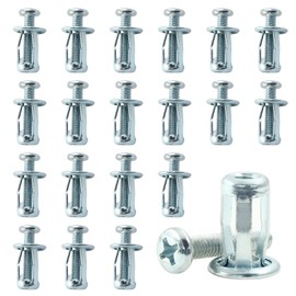 Dijedev 20 Pcs Hollow Door Anchors, M4 x 20 Hollow Metal Cavity Fixing Hollow Wall Anchors, Extra Short Hollow Wall Anchors for Aluminium cladding Sheet Steel Pipe, Iron Sheet, Hollow Plastic Sheet
