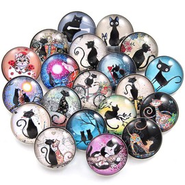 20 PCS Cat Snap Jewelry Charms 18mm Interchangeable Jewelry Snap Charms,Snap Charms for Snap Jewelry Necklace Bracelet,Glass Snap Buttons Jewelry