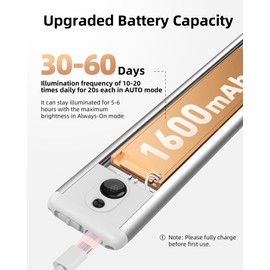 EZVALO EZVALO Unterbauleuchte Kche LED 23cm, Unterschrank Beleuchtung mit Fernsteuerung 1600 mAh, USB Aufladbar Bewegungsmelder LED Sensor Licht, Schrankbeleuchtung fr Kche Warmes Licht (5 Stck)