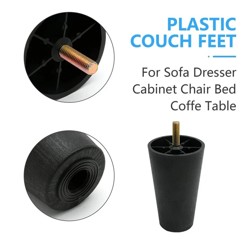 Braned 4Pcs 5 inch Sofa Legs Round Tapered Plastic Couch