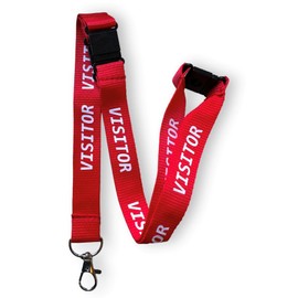 20mm Visitor Lanyard with 3 Point (Triple) Safety Breakaway (5, Red)
