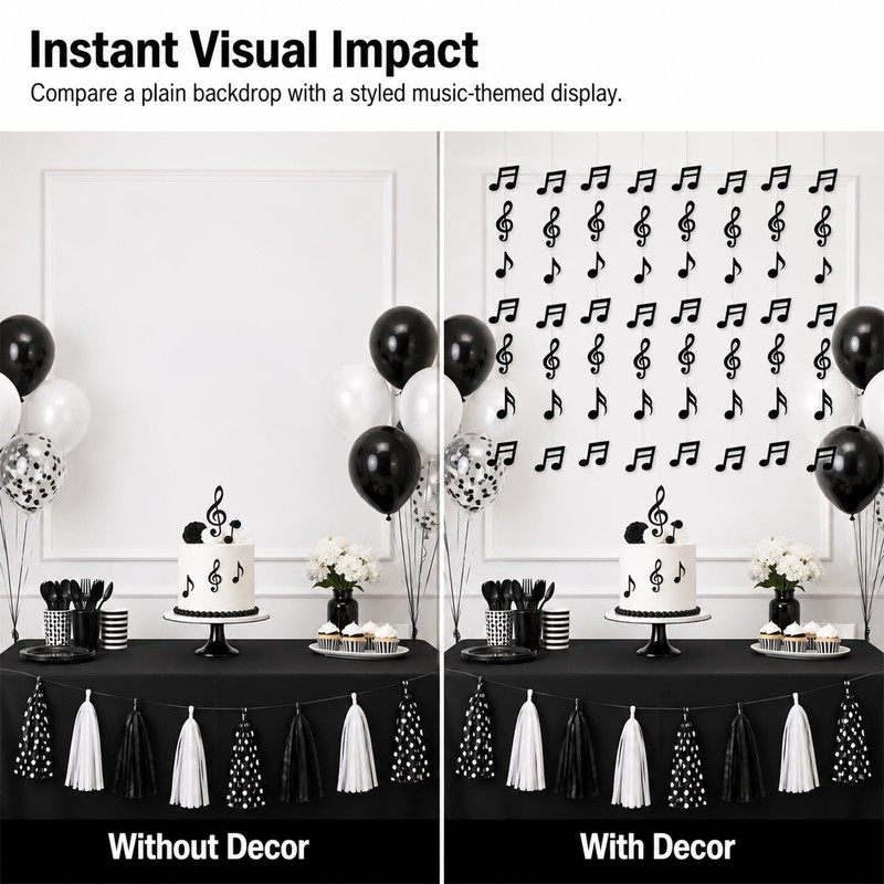 8 Pcs Music Notes Party Decorations, Musical Note Hanging Swirl,