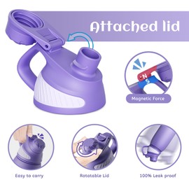 Fjbottle Stainless Steel Water Bottle 600ml/800ml/1L/1.5L with Magnetic Lid, BPA Free Insulated Water Bottle, Sports Metal Water Bottle Hot&Cold Drinks Vacuum Flask Leak-Proof for Gym, Work, Travel