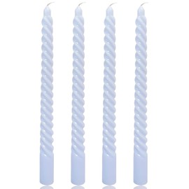 4 Pack Baby-BlueSpiral Taper Candles for Home Decoration, 10 Inch Candlesticks for Dinner Party Holiday Hanukkah Beach-Themed Decor, Dripless and Smokeless