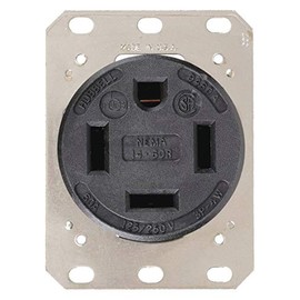 Hubbell Wiring Device-KELLEMS 60A Industrial Environments Receptacle, Black; Tamper Resistant: No