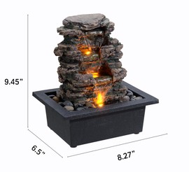 MAOCHI Tabletop Water Fountain, Home Décor Soothing Sound Machine with Automatic Pump, Deep Basin and Natural River Rocks. Indoor Zen Relaxation for Office, Living Room, or Bedroom Décor.