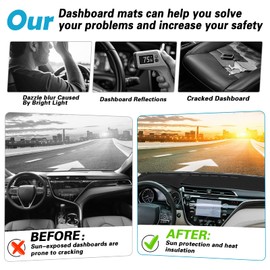DTGGSBUS Dashboard Cover Mat for Toyota Camry 2018 2019 2020 2021 2022 2023 2024 Accessories Custom Fit for Dash Cover Polyester Silicone Protector（Black）