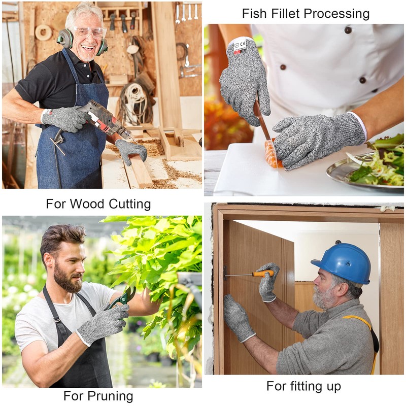 Chuarry 10 Pairs Cut Resistant Gloves Cutting Proof Gloves Level