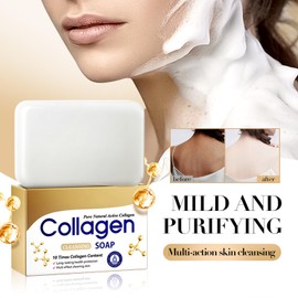Kollagen-Reinigungsseife, Aufhellende Seife Collagen Klärende Körperseife Für Gesicht Und Körper Badeseife, Glatte Körperhaut, Sanftes Peeling Für Hyperpigmentierung, Entfernen Dunkler Flecken