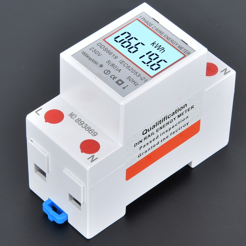 DDS6619 SinglePhase Energy Meter DIN Rail 2P Power Meter with