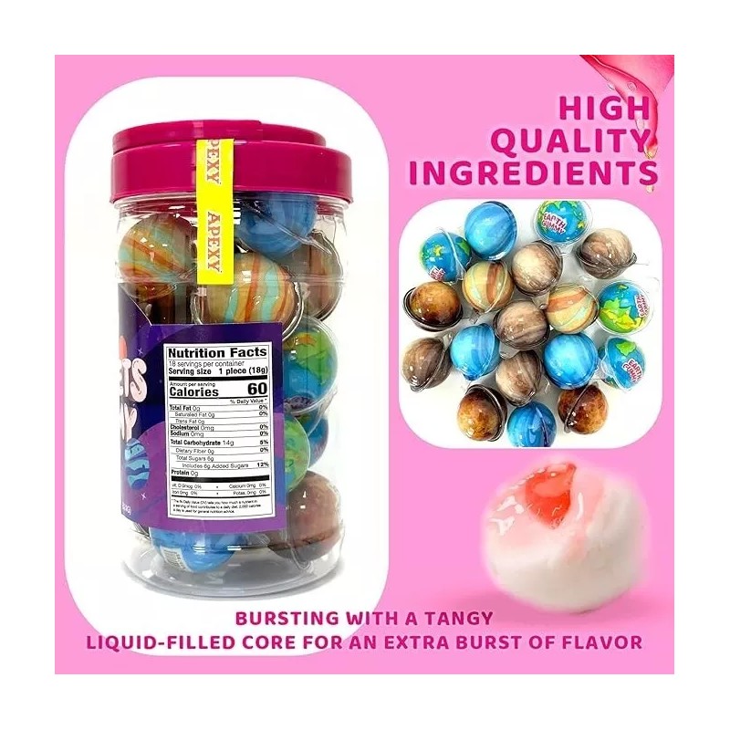 Apexy Mixed Planets Gummy Candy with Fruity Liquid Center Fat